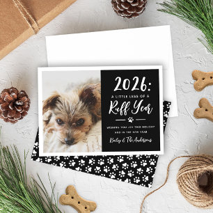 Cartes Pour Fêtes Annuelles 2022 Ruff Year Black and White Funny Dog Photo