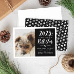 Cartes Pour Fêtes Annuelles 2022 Ruff Year Black and White Funny Dog Photo<br><div class="desc">2022 has been a "Little less of a Ruff Year"! This funny dog themed holiday photo card features a photo of your pup adjacent to modern handwritten script text and custom text you can personalize with a custom holiday and new year message, your pet dog's name, and your last name...</div>