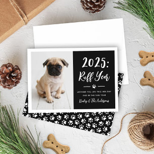 Cartes Pour Fêtes Annuelles 2022 Ruff Year Black Funny Chien Photo
