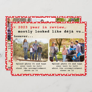 Cartes Pour Fêtes Annuelles 2023 Année en revue Famille Photo Rouge Noël