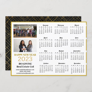 Cartes Pour Fêtes Annuelles 2023 Business Photo Modern Gold Script Calendrier