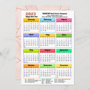 Cartes Pour Fêtes Annuelles 2023 Calendrier Rose Gold Stripes Moderne Entrepri