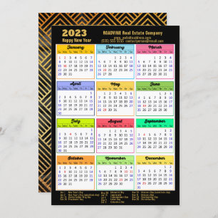 Cartes Pour Fêtes Annuelles 2023 Entreprise Photo Gold Script Calendrier moder