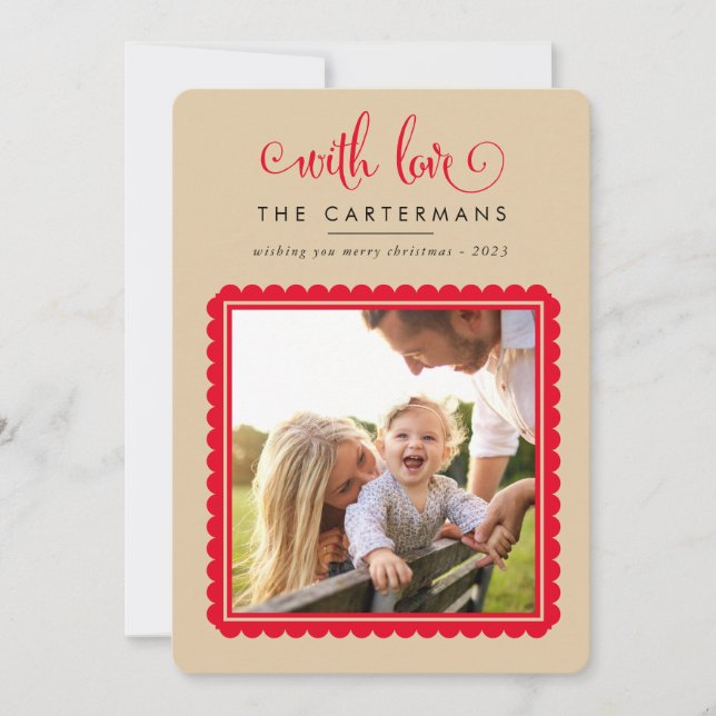 Cartes Pour Fêtes Annuelles 2023 FAMILLE PHOTO mignon cadre élégant de pétoncl (Devant)