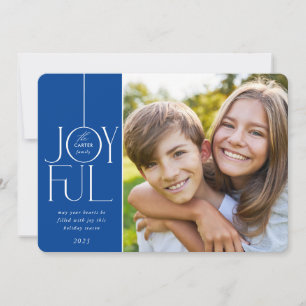 Cartes Pour Fêtes Annuelles 2023 FAMILY PHOTO élégant type moderne JEUX bleu