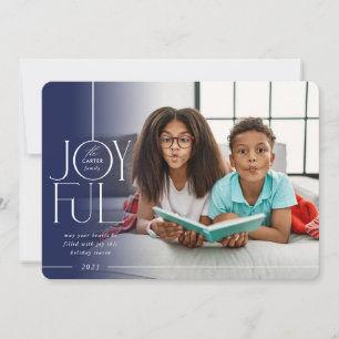 Cartes Pour Fêtes Annuelles 2023 FAMILY PHOTO élégant type moderne marine fond