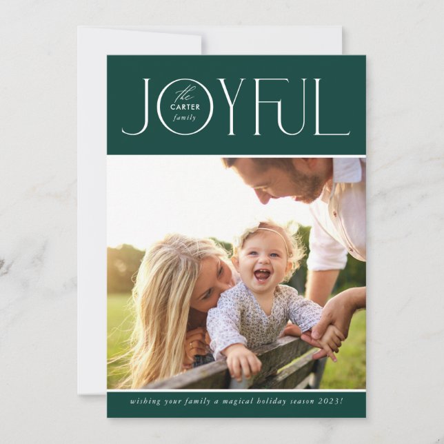 Cartes Pour Fêtes Annuelles 2023 FAMILY PHOTO moderne élégant JOIGNEUX vert (Devant)