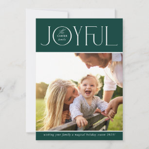 Cartes Pour Fêtes Annuelles 2023 FAMILY PHOTO moderne élégant JOIGNEUX vert