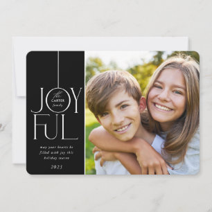 Cartes Pour Fêtes Annuelles 2023 FAMILY PHOTO police élégante moderne JOYFUL n