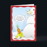 Cartes Pour Fêtes Annuelles 2023 Noël Banane Karaté Carotte Bonhomme de Neige<br><div class="desc">Vous cherchez des idées de cartes de Noël drôles à envoyer à votre famille et à vos amis ? Voici un modèle de carte de Noël unique et hilarant avec une illustration originale de Raphaela Wilson. L'illustration amusante représente une banane pelée coincée dans le visage de Frosty le bonhomme de...</div>