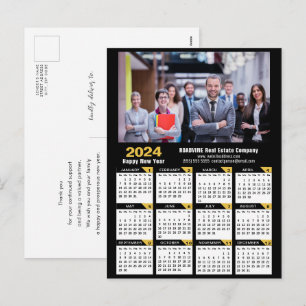 Cartes Pour Fêtes Annuelles 2024 Calendrier Modern Gold Black Photo d'entrepri