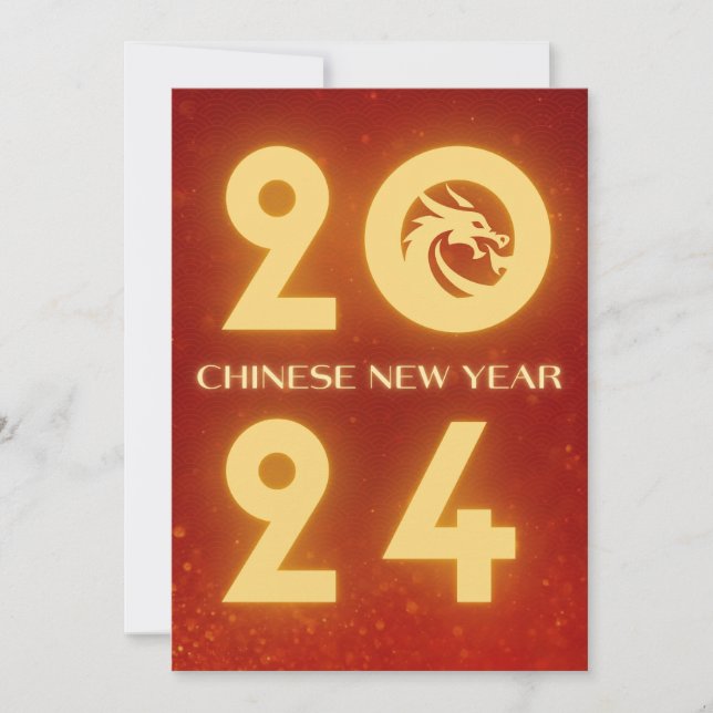 Cartes Pour Fêtes Annuelles 2024 nouvelle année chinoise, année du dragon (Devant)