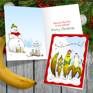 Cartes Pour Fêtes Annuelles 2024 Ripe Bananes Noël Caroling Funny