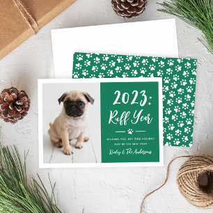 Cartes Pour Fêtes Annuelles 2024 Ruff Year Green Funny Chien photo