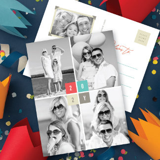 Cartes Pour Fêtes Annuelles 2025 Blocs de couleurs Moderne Nouvel An 4 Photo C