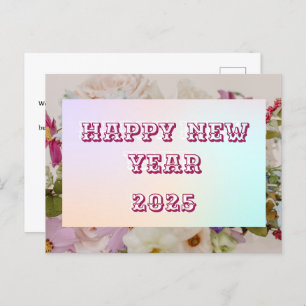 Cartes Pour Fêtes Annuelles 2025 Bonne année Floral Custom Pink Business