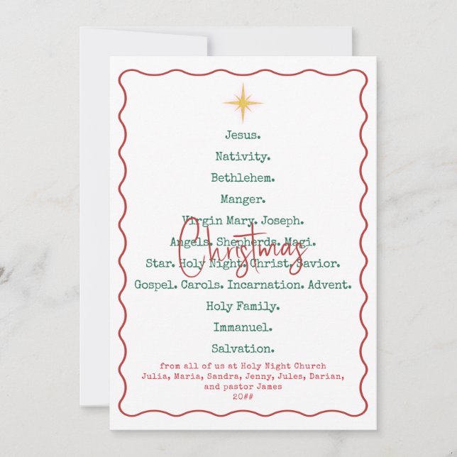 Cartes Pour Fêtes Annuelles 2025 Calendrier Nativité Noël Jésus Religieux (Devant)