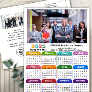 Cartes Pour Fêtes Annuelles 2025 Corporate Photo Calendrier coloré Jours férié
