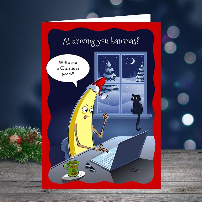 Cartes Pour Fêtes Annuelles 2025 Funny Banana AI Christmas (Funny AI Christmas cards that will make you go bananas! Personalize with your own custom joke.)