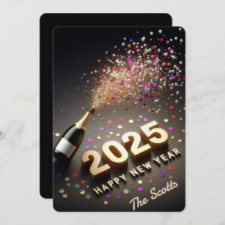 Cartes Pour Fêtes Annuelles 2025 Nouvel An Or & Noir