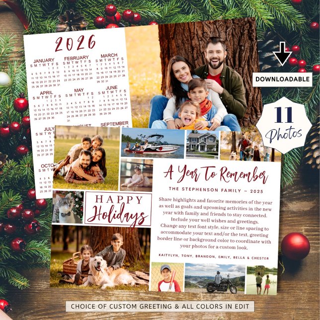 Cartes Pour Fêtes Annuelles 2025 Par An Pour Se Souvenir 11 Photo 2026 Calendr (Créateur téléchargé)