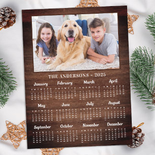 Cartes Pour Fêtes Annuelles 2025 Rustic Full Year Family Animaux de compagnie