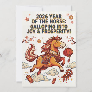 Cartes Pour Fêtes Annuelles 2026 Année du Cheval – Vœu de Nouvel An chinois