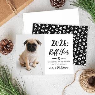 Cartes Pour Fêtes Annuelles 2026 Année Ruffeuse Photo de Chien Drôle Empreinte