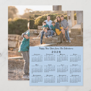 Cartes Pour Fêtes Annuelles 2026 Calendrier Bleu clair 2 Photos Bonne année