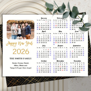 Cartes Pour Fêtes Annuelles 2026 Calendrier Elegant Gold Parties scintillant S