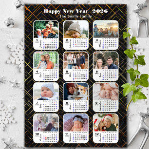 Cartes Pour Fêtes Annuelles 2026 Calendrier Famille 12 Photo Collage moderne N