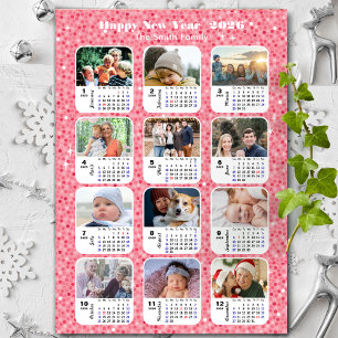 Cartes Pour Fêtes Annuelles 2026 Calendrier Famille 12 Photo Collage Parties s