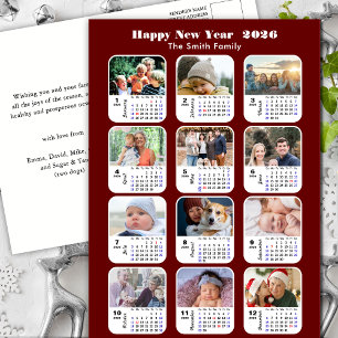 Cartes Pour Fêtes Annuelles 2026 Calendrier Famille moderne 12 Photo Parties s