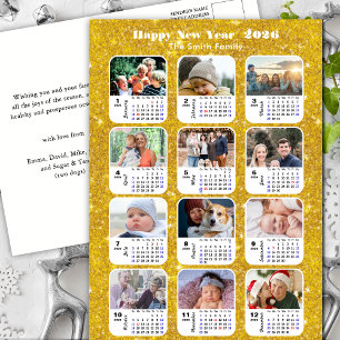 Cartes Pour Fêtes Annuelles 2026 Calendrier Famille Moderne 12 Photo Parties s