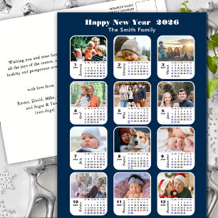 Cartes Pour Fêtes Annuelles 2026 Calendrier Famille moderne 12 Photo Parties s