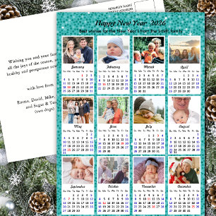 Cartes Pour Fêtes Annuelles 2026 Calendrier Famille moderne 12 Photo Parties s