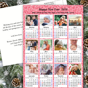 Cartes Pour Fêtes Annuelles 2026 Calendrier Famille moderne 12 Photo Parties s
