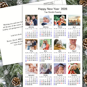 Cartes Pour Fêtes Annuelles 2026 Calendrier Famille Moderne Collage Photo Simp