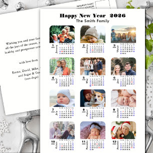 Cartes Pour Fêtes Annuelles 2026 Calendrier Famille Moderne Collage Photo Simp