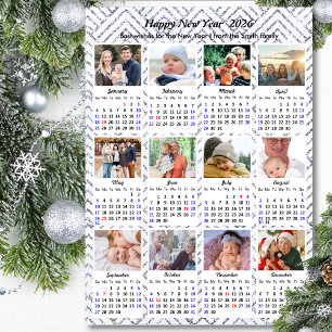 Cartes Pour Fêtes Annuelles 2026 Calendrier Famille moderne Photo Parties scin