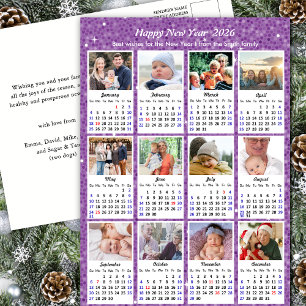 Cartes Pour Fêtes Annuelles 2026 Calendrier Famille Moderne Photo Parties scin