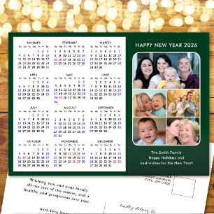 Cartes Pour Fêtes Annuelles 2026 Calendrier Famille Photo Noir moderne minimal