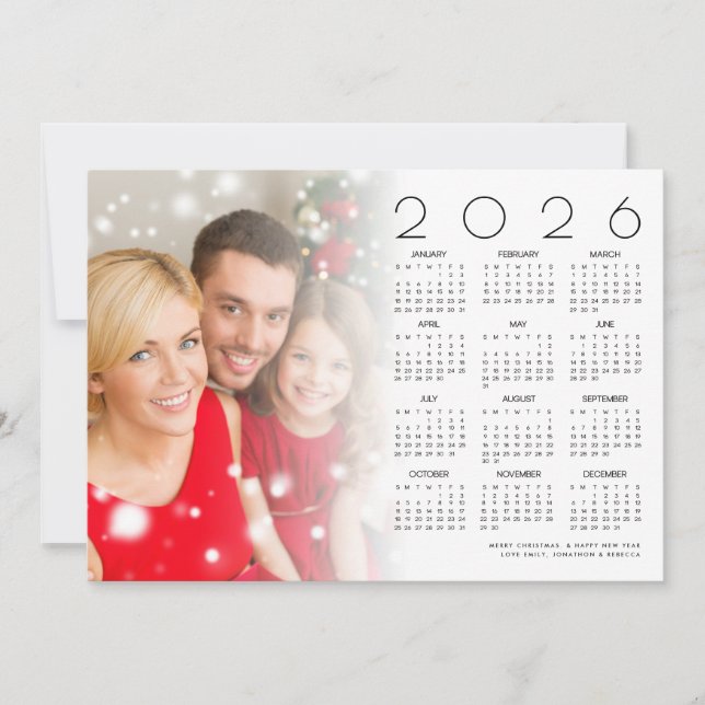 Cartes Pour Fêtes Annuelles 2026 Calendrier Famille Photo Overlay Joyeux Noël (Devant)