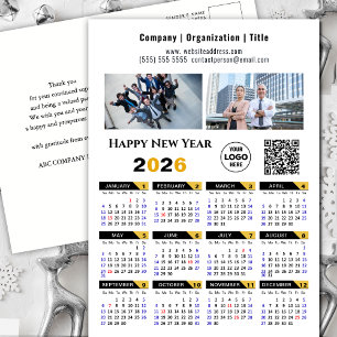 Cartes Pour Fêtes Annuelles 2026 Calendrier Gold moderne Black Business Logo Q