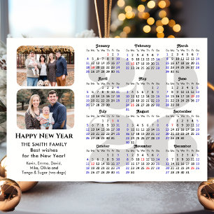 Cartes Pour Fêtes Annuelles 2026 Calendrier Moderne Famille Noire Photo Minima