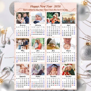 Cartes Pour Fêtes Annuelles 2026 Calendrier Parties scintillant rose moderne 1