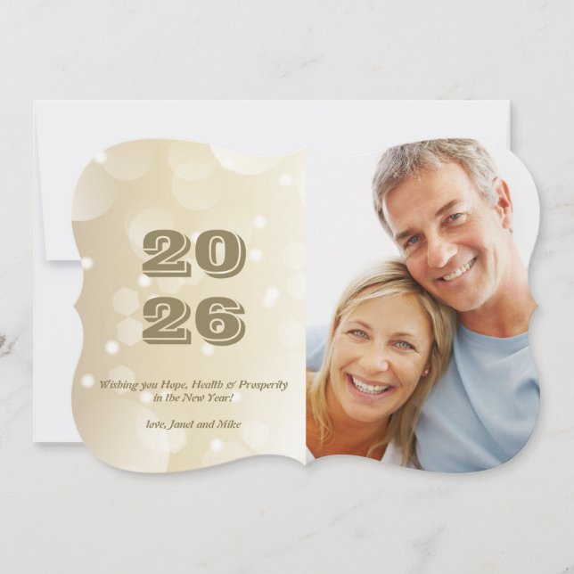 Cartes Pour Fêtes Annuelles 2026 Gold Photo Holiday Card (Devant)