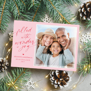 Cartes Pour Fêtes Annuelles 2026 PHOTO DE NOËL superposé de type élégant rose