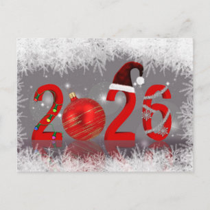 Cartes Pour Fêtes Annuelles 2026 Rouge Festif Joyeux Noël Nouvel An