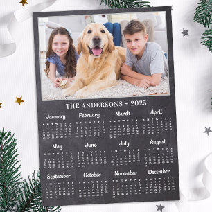 Cartes Pour Fêtes Annuelles 2026 Rustic Photo 12 mois Calendrier de l'année co